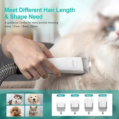 Pet Groomer Hair Vacuum Cleaner Pet Trimmer With Groom Kit Brushes 5 in 1 Multi-functional blowing and suction integrated