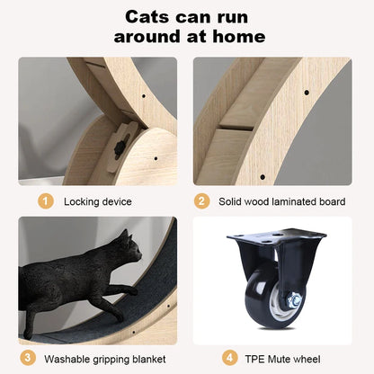 Custom wood cat climbing frame mute treadmill cat toy relieve boredom cat interactive sports wheel exercise toy pet supplies