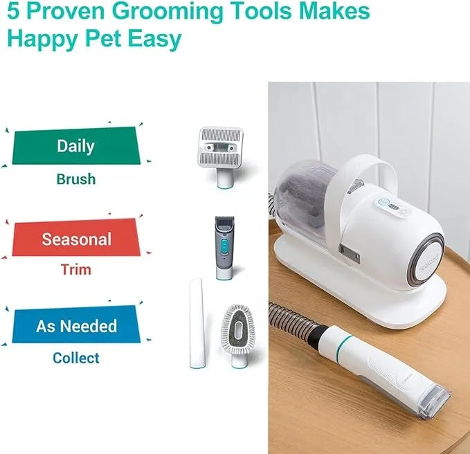 Pet Groomer Hair Vacuum Cleaner Pet Trimmer With Groom Kit Brushes 5 in 1 Multi-functional blowing and suction integrated