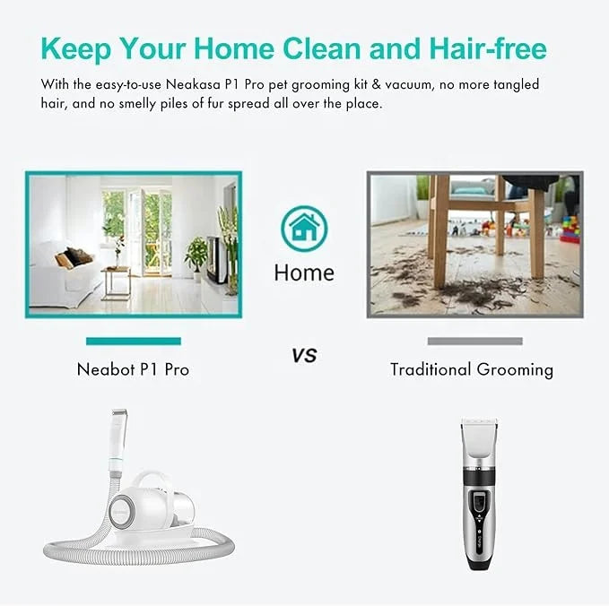 Pet Groomer Hair Vacuum Cleaner Pet Trimmer With Groom Kit Brushes 5 in 1 Multi-functional blowing and suction integrated