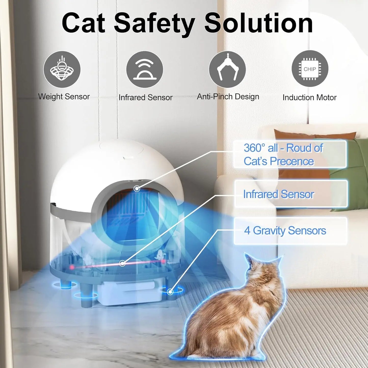 Petwant Smart Self Cleaning Cat Litter Box Tuya App Control Quiet Enclosed Extra Large Auto Cat Litter Toilet for Multiple Cats