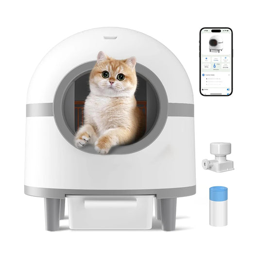 Petwant Smart Self Cleaning Cat Litter Box Tuya App Control Quiet Enclosed Extra Large Auto Cat Litter Toilet for Multiple Cats