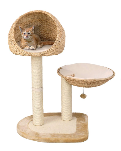 Eco-friendly Cat Scratcher Pet Jumping Platform Sisal Litter Weaving House Rack Climbing Shelf Tree Wood Picture Toys for Cats