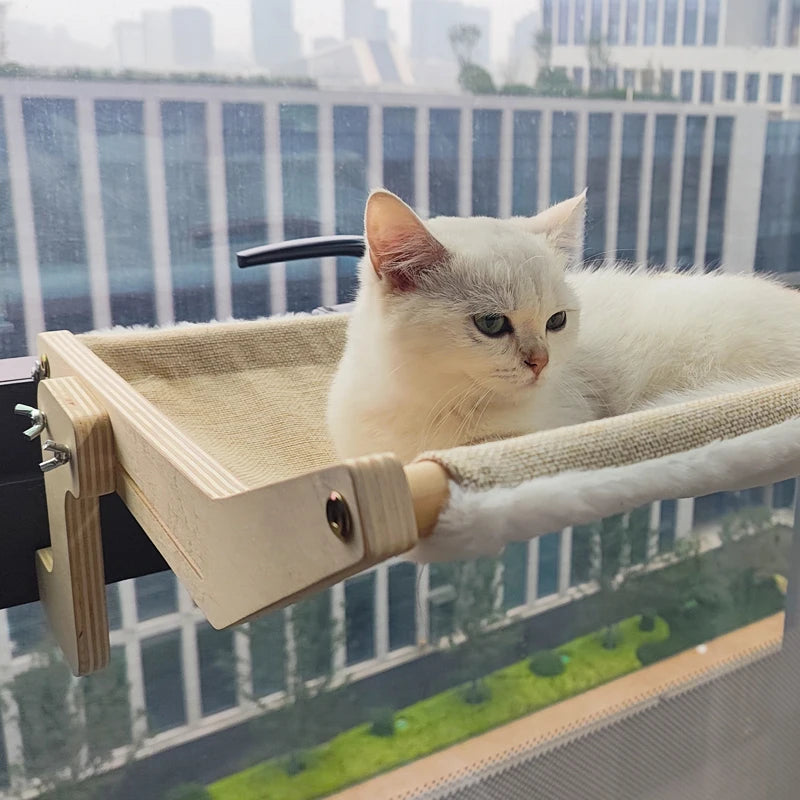 Portable Adjustable Wooden Cat Window Hammock Window Mounted Bed Cat Nest Cat Hammock