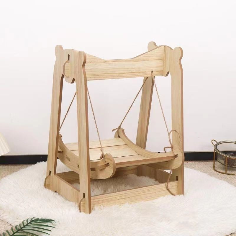 Wooden Shaker Cat Supplies Small Pet Double Layer Anti-Rollover Swing Hanging Nest Pet Hammock Cat Bed Cat Swing