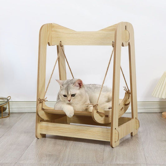 Wooden Shaker Cat Supplies Small Pet Double Layer Anti-Rollover Swing Hanging Nest Pet Hammock Cat Bed Cat Swing